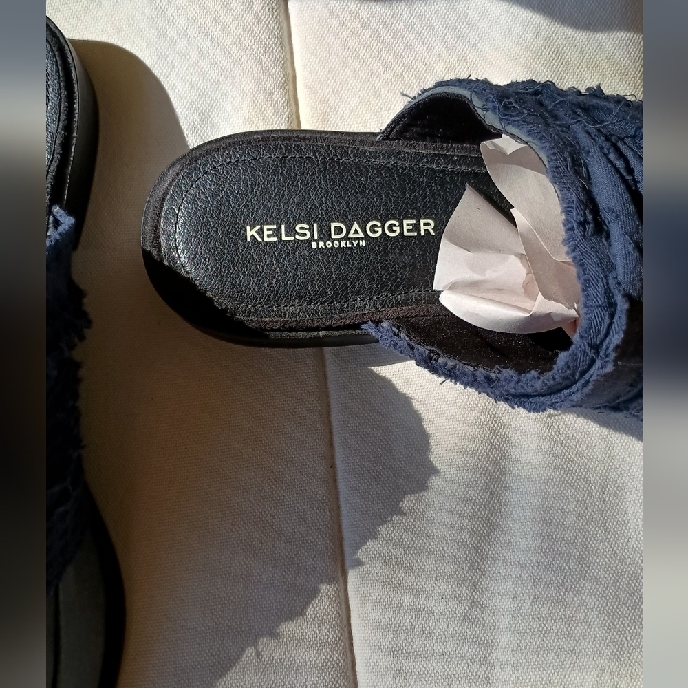 Kelsi Dagger Women's Blue Leather And Fabric Mules_8.5 - Picture 2 of 9